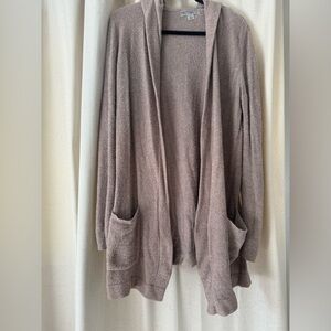 Barefoot Dreams Cozy Chic Hooded lite knit Cardigan   Sz M. Beach Rock